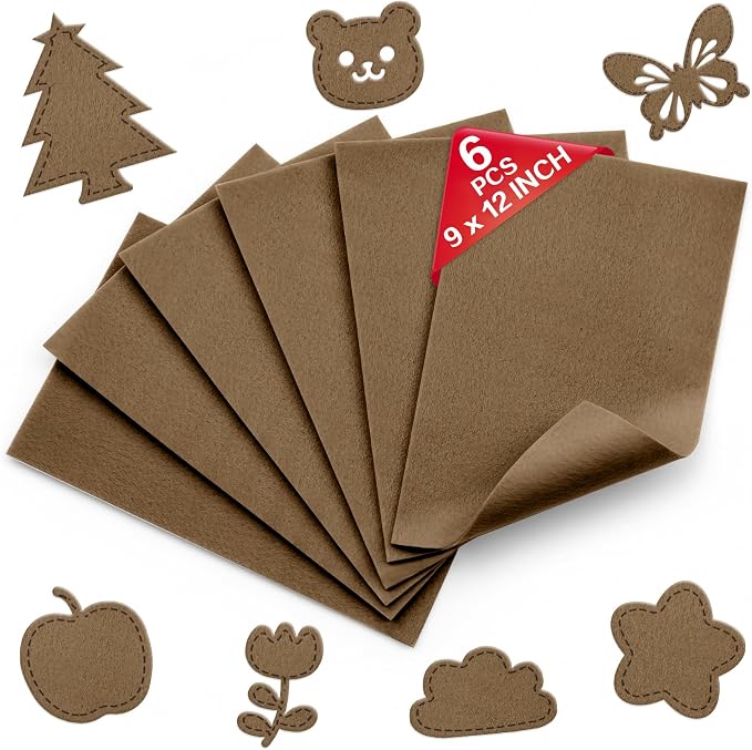 Mocha Brown Soft Felt Sheets for Crafts, 1.6mm Thick, Kids' Crafts, DIY Projects by Grainear