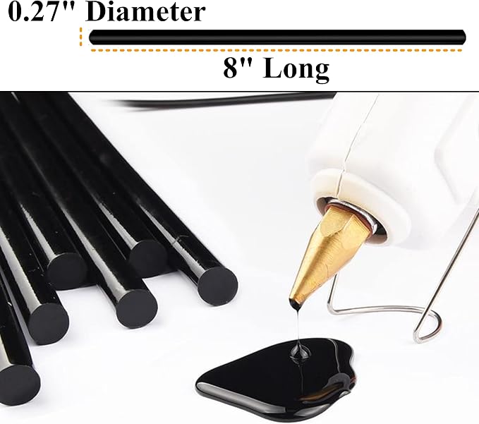 Mini Black Hot Glue Gun Sticks 40 PCS 8" Long x 0.27" Diameter Compatible - Image 3