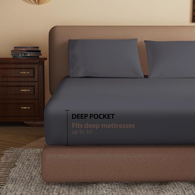 100% Egyptian Cotton Fitted Sheet Twin XL/Split King Size, 600 Thread Count - Image 3