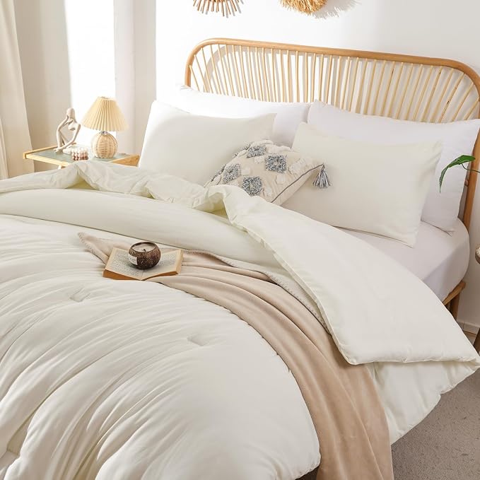 ROSGONIA King Size Comforter Set Ivory - Image 6
