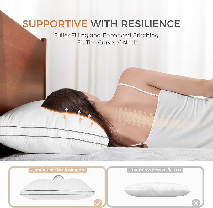 SweetNight Bed Pillows Standard Size Set of 2, Fluffy Luxury Hotel Collection - Image 2