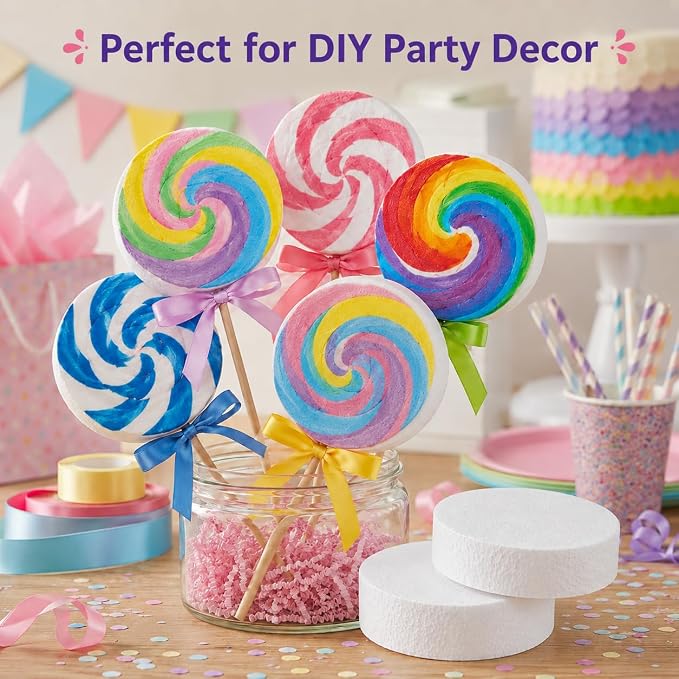 8 Pcs 3 Inch Foam Circles for Crafts, 1 Inch Thick White Polystyrene Round Foam - Image 3