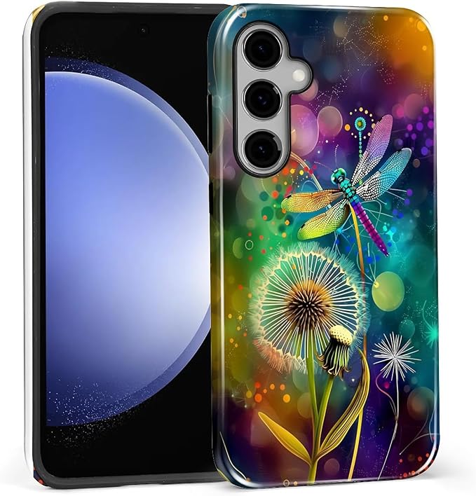 for Samsung Galaxy S25 FE Case, Dragonfly Dandelion Colorful Pattern Glossy 2 - Image 3