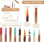 FASHEWELRY 18Pcs Wood Resin Earrings Charms Long Drop & Bar Shape Wooden - Image 5