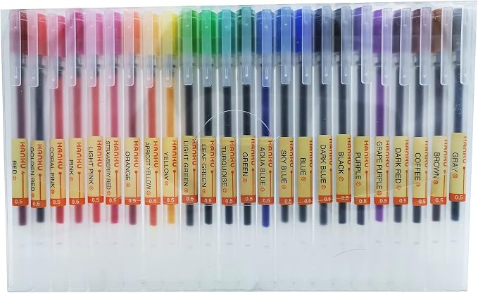 BEIWO Premium Gel Ink Ball Point Pen, Fine Point 24 Color Pens, Smooth Writing by BEIWO