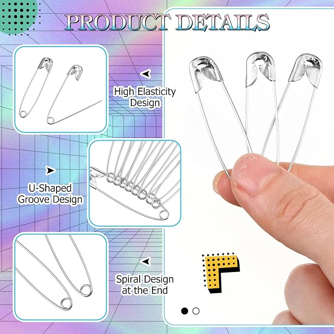 80 Safety Pin Fashion Bulk Include Safety Pin and Small Beads, Flag Bead Craft - Image 3
