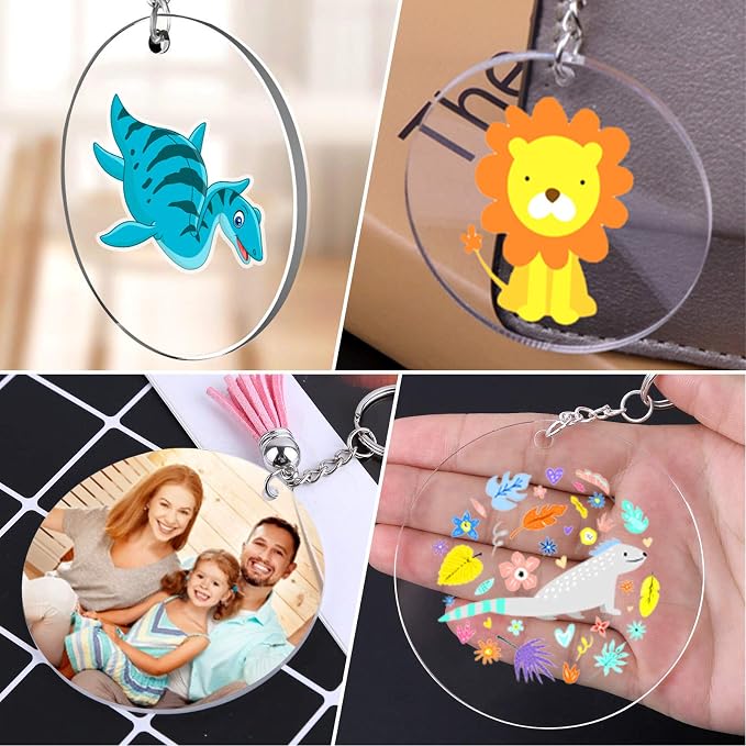 Acrylic Keychain Blanks, Audab 30PCS Bulk Acrylic Circles Clear Disc Ornaments - Image 7