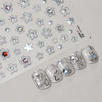Star Nail Art Stickers Silver Star 5D Embossed Nail Decals - Image 5