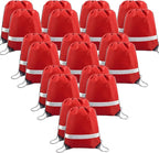 BeeGreen 20 Pieces Red Drawstring Backpacks Bags Bulk, String Bags Reflective by BeeGreen