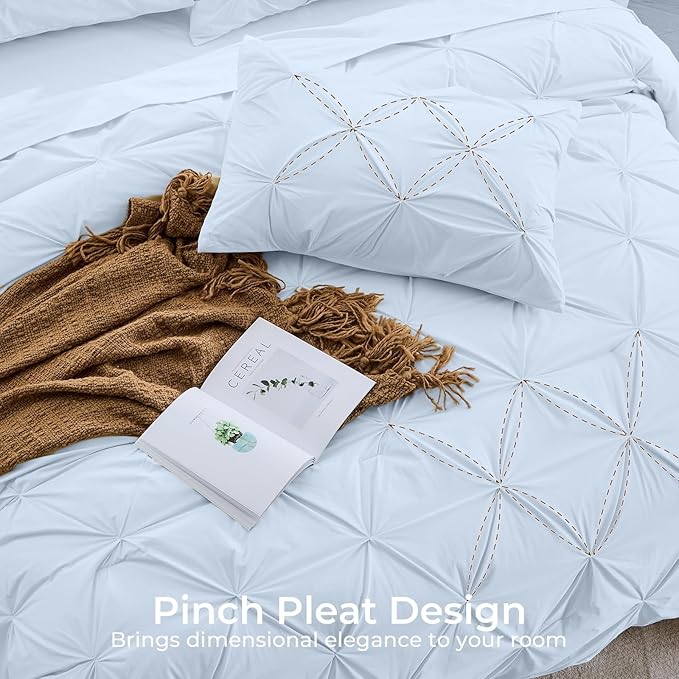 Sasttie Full Size Comforter Set, 7-Piece Bed in a Bag, Pintuck Bedding Sets - Image 4
