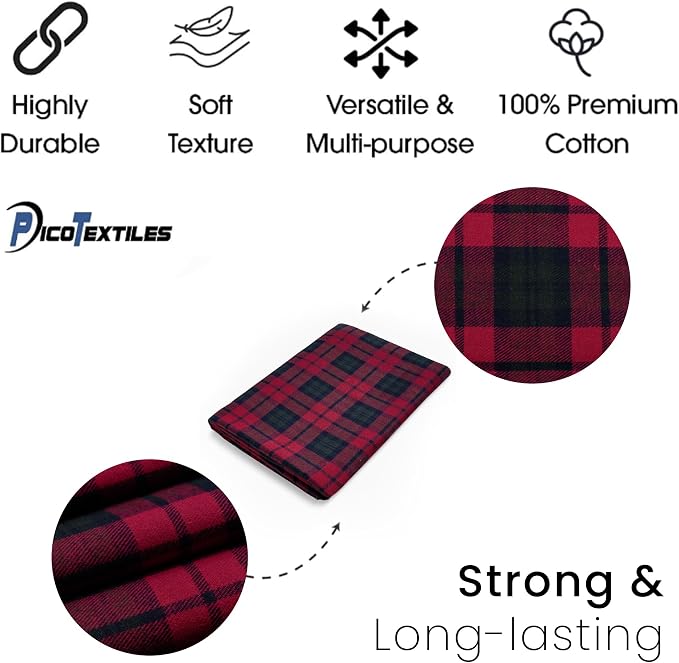 Pico Textiles 4 Yards Bolt Red and Green Tartan Plaid Flannel Fabric - Image 4