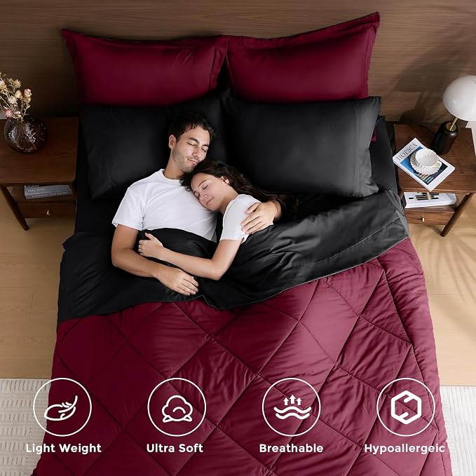 HEVUMYI Red & Black Full Comforter Set - Image 2