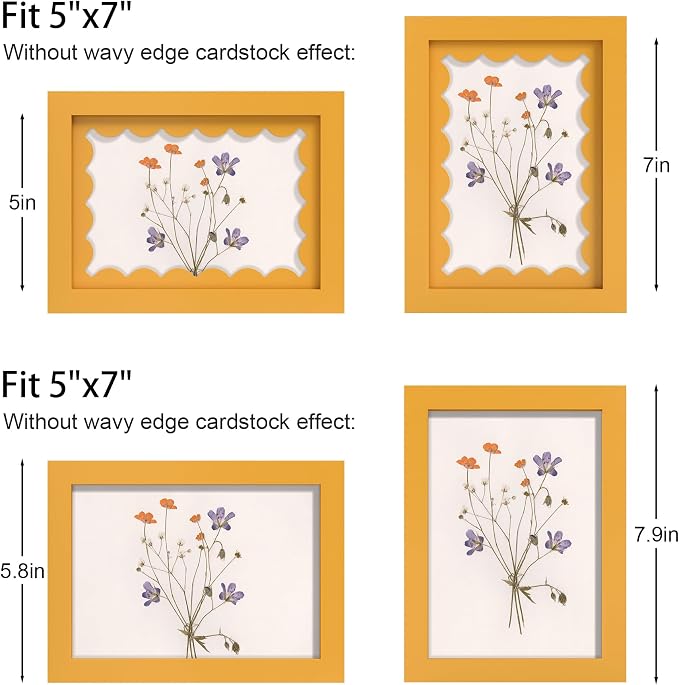 5x7 Picture Frame with Real Glass, Wooden cute 5 x 7 Photo Frame with Wavy Mat - Image 3