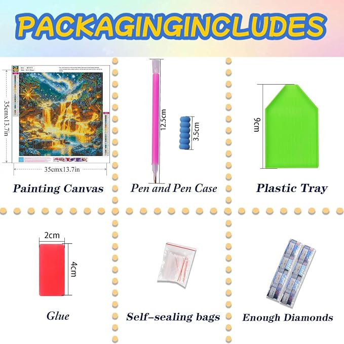 Waterfall Diamond Art Kits for Adults, Landscape Diamond Painting 14x14in | 5D - Image 5