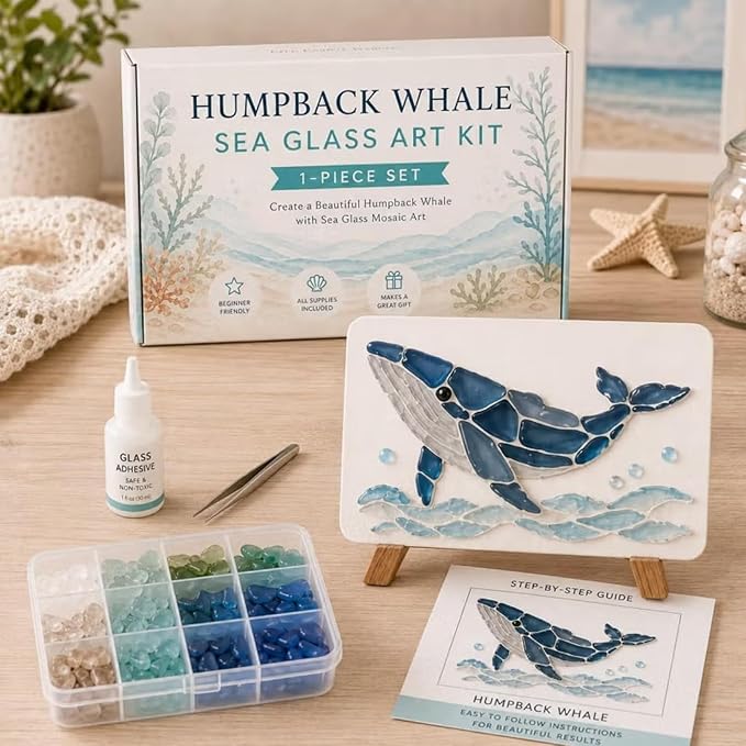 DIY Sea Glass Mosaic Art Kit-Ocean Themed Craft Kit - Image 3