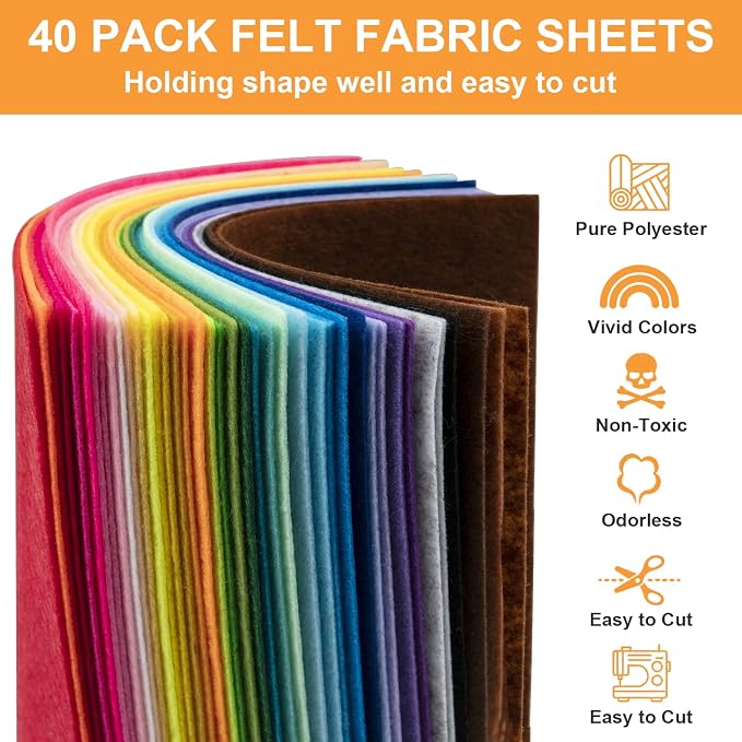 8 x 12 Inches Felt Sheets for Crafts, 1mm Thick, Stiff Paper for DIY Sewing - Image 3