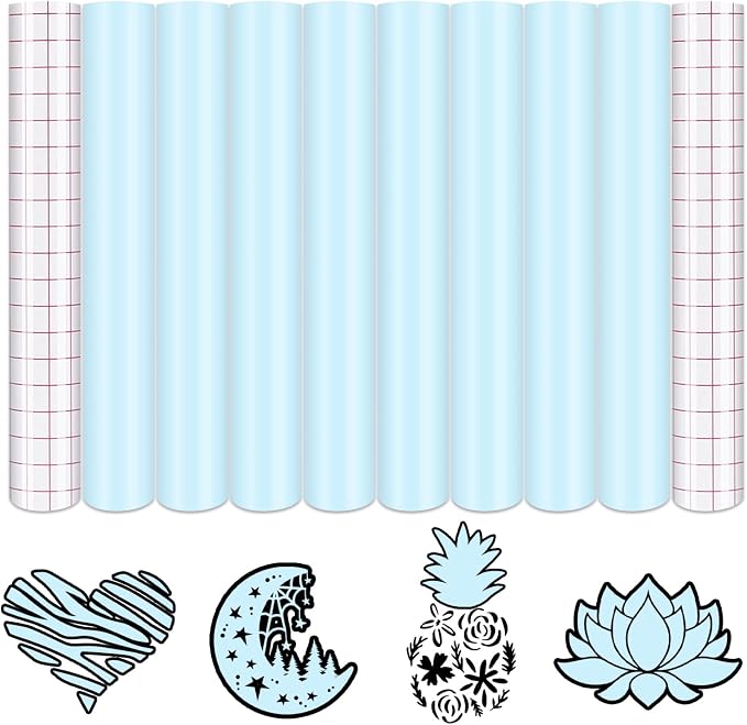 Tintnut Boho Permanent Vinyl 8 Sheets 12''x10'' Baby Blue Adhesive Vinyl | by Tintnut