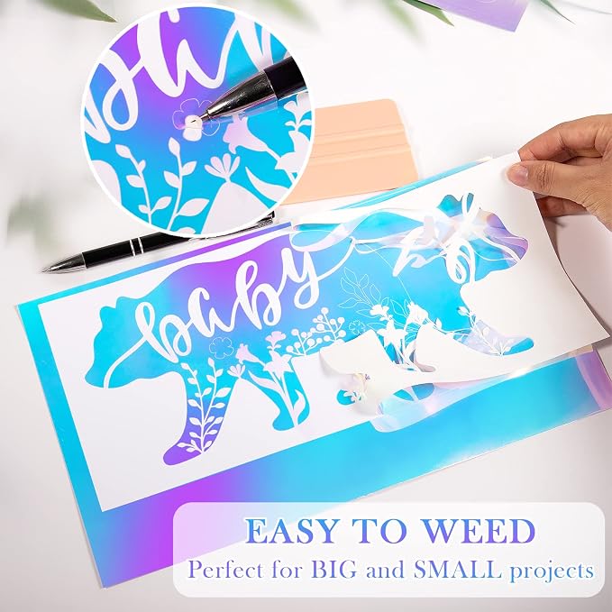 VINYL FROG Opal White Adhesive Vinyl 12" x5ft Holographic Craft Vinyl - Image 2