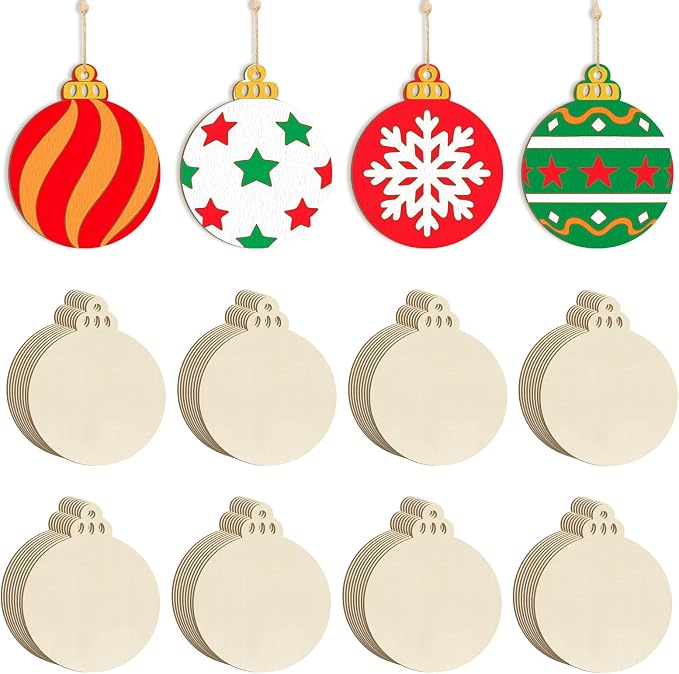 Wooden Christmas Ornaments to Paint Bell Decoration Cutouts Unfinished 36PCS by Sophena