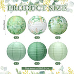 Panelee 12 Pcs Sage Green Eucalyptus Leaf Party Decorations Paper Lanterns 8 - Image 2