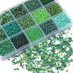15 Grid Green Glass Seed Bugle Tube Beads Kit - Image 4