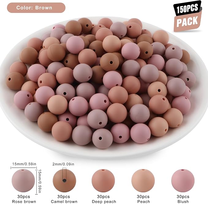 150Pcs Silicone Beads 15mm Mix Color, Bulk Silicone Beads 15mm - Image 2