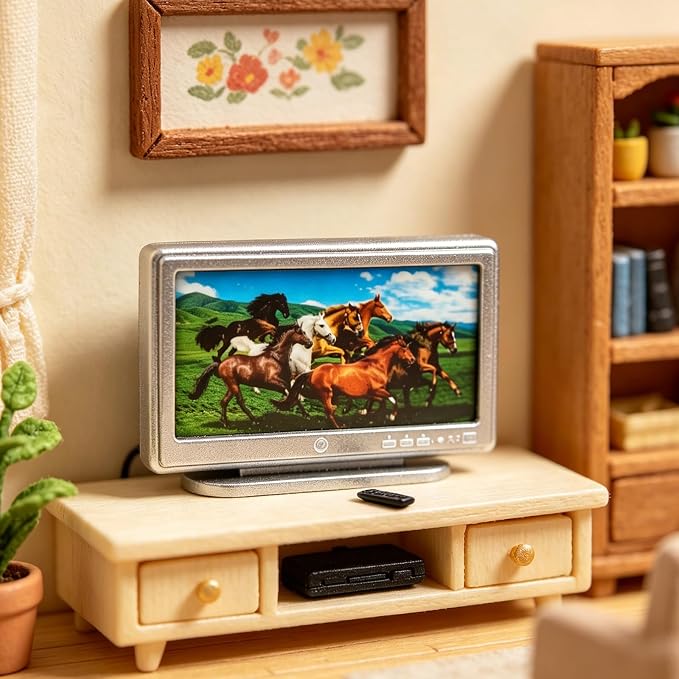 1:12 Scale Miniature TV Set, Tiny Television Dollhouse Furniture Accessories - Image 2