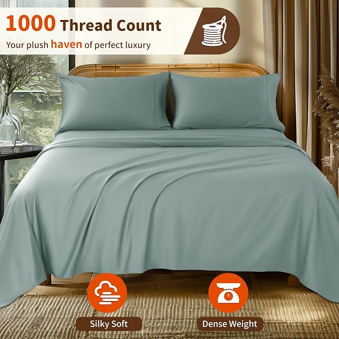 LBRO2M Split King Sheet Sets for Adjustable Bed 1000 Thread Count 100% Egyptian - Image 2