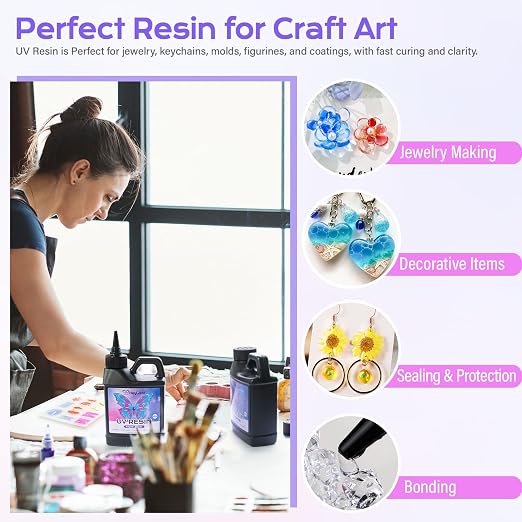 HeyClear 1000g UV Resin kit Crystal Clear, Low Odor, Premixed UV Epoxy Resin - Image 3