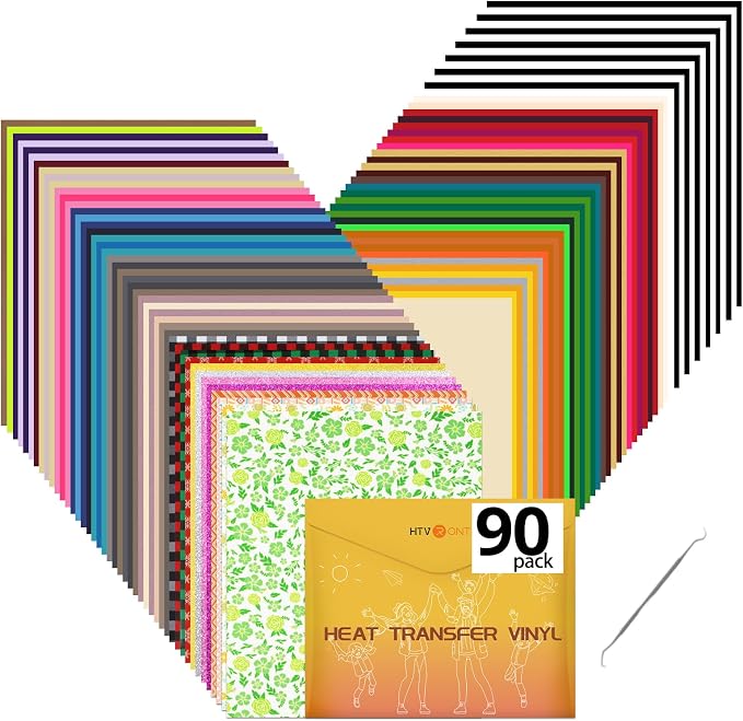 HTVRONT HTV Heat Transfer Vinyl Bundle, 90 Pack 12" x 10" Iron on Vinyl - Image 7