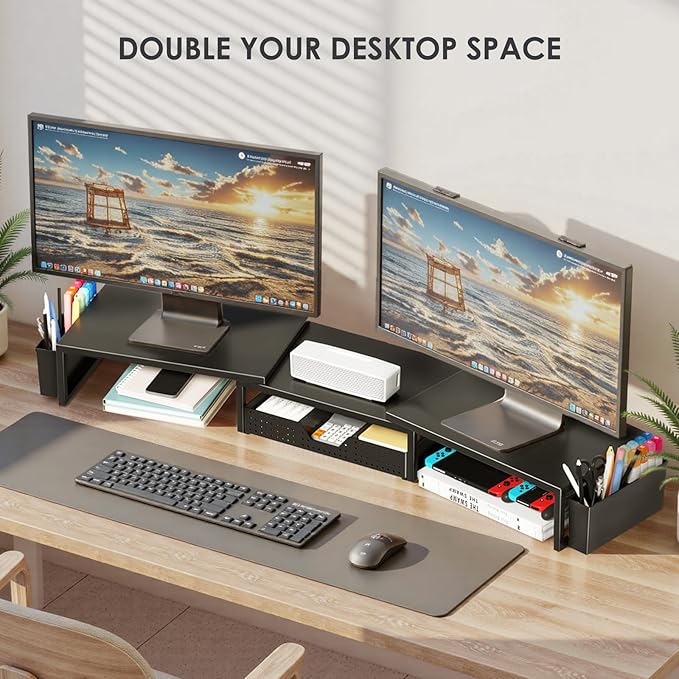 OPNICE Desk Organizers and Accessories, Dual Monitor Stand Riser - Image 4