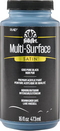 FolkArt Multi-Surface Satin Acrylic Paint in Assorted Colors, 16 oz, Pure Black by FolkArt