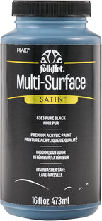 FolkArt Multi-Surface Satin Acrylic Paint in Assorted Colors, 16 oz, Pure Black by FolkArt