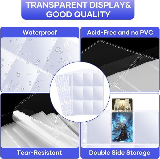 TiopLior 60 Pack Sheet Protectors, 9 Pocket Double Sided Card Sleeves Page - Image 5