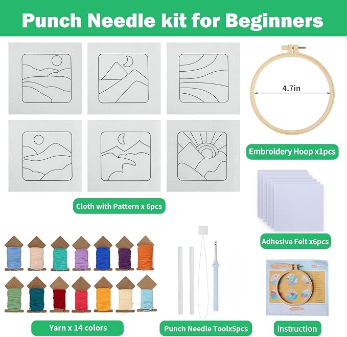 Avtytsda 6PCS Punch Needle Coaster Kit, Easy Punch Needle DIY Embroidery Set - Image 7