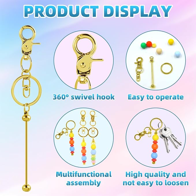 40 Pcs Beadable Keychains Bulk Kit – DIY Keychain Making Supplies - Image 3
