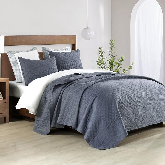 HORIMOTE HOME Steel Blue King Size Quilt Set - Image 5