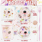 120 PCS Space Party Supplies, Disposable Pink Moon Star Paper Plates Napkins - Image 2