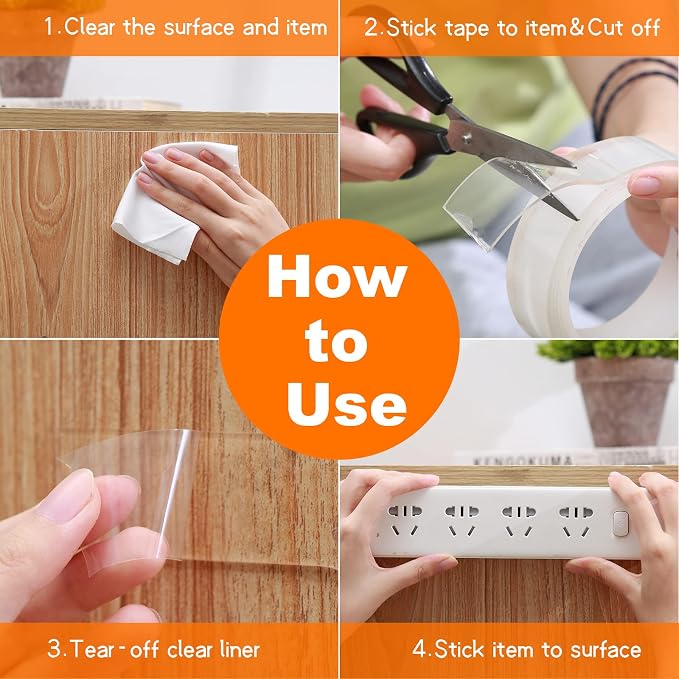 Yeefeoch Double Sided Tape Heavy Duty, mounting Picture Hanging Adhesive Strips - Image 4