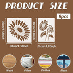 8pcs Giant Sunflower Wall Art Stencil Spring Flower Template - Image 2