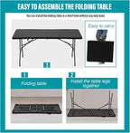FDW Folding Table Half Portable Foldable Table - Image 7