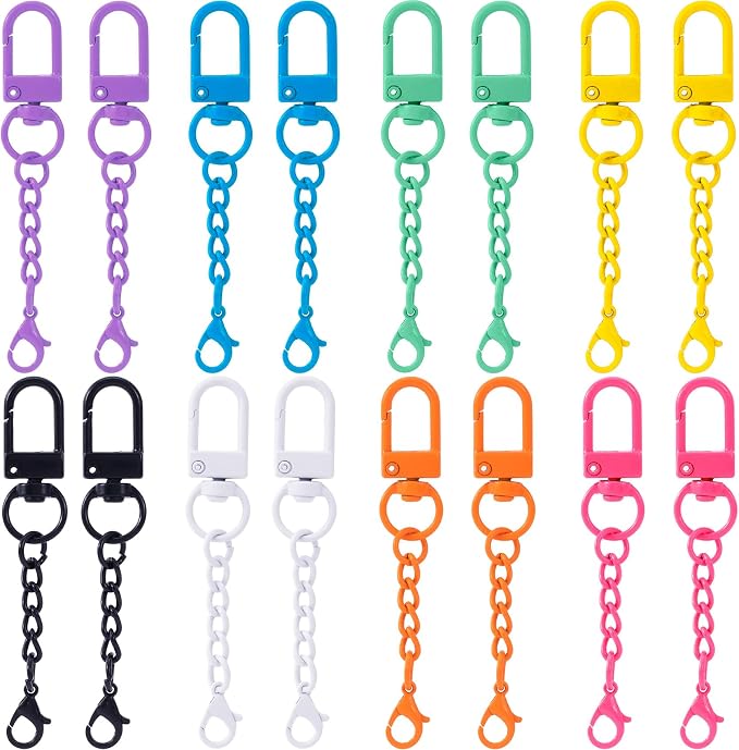 16 Pcs Metal Keychain Clip, Colorful Swivel Snap Hook by Unknown