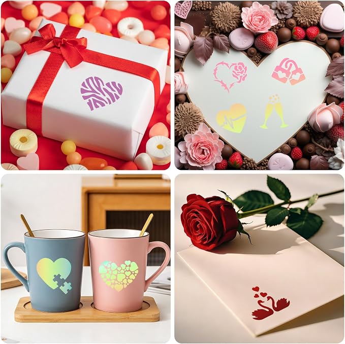 72 PCS 3x3 Inch Valentine‘s Day Stencils - Image 4