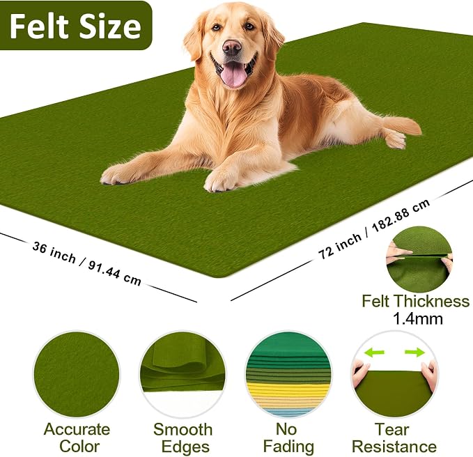 XSEINO Campsite Green Large Felt Fabric 72" X 36 ", 1.4 mm Thick Soft Felt - Image 2