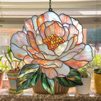 Pastel Pink Peony Acrylic Suncatcher Stained Glass Effect Window Car Hanging - Image 4