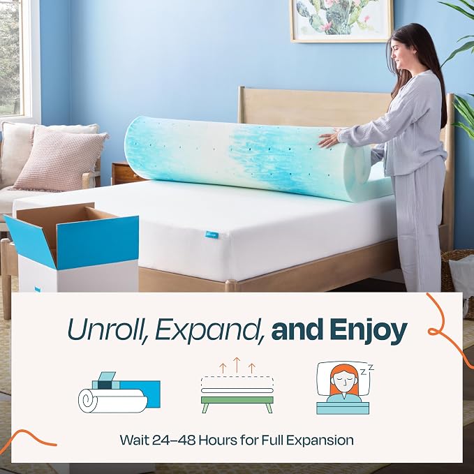 Linenspa 4 Inch Swirl Gel Memory Foam Mattress Topper, Twin XL Size – Cooling - Image 6