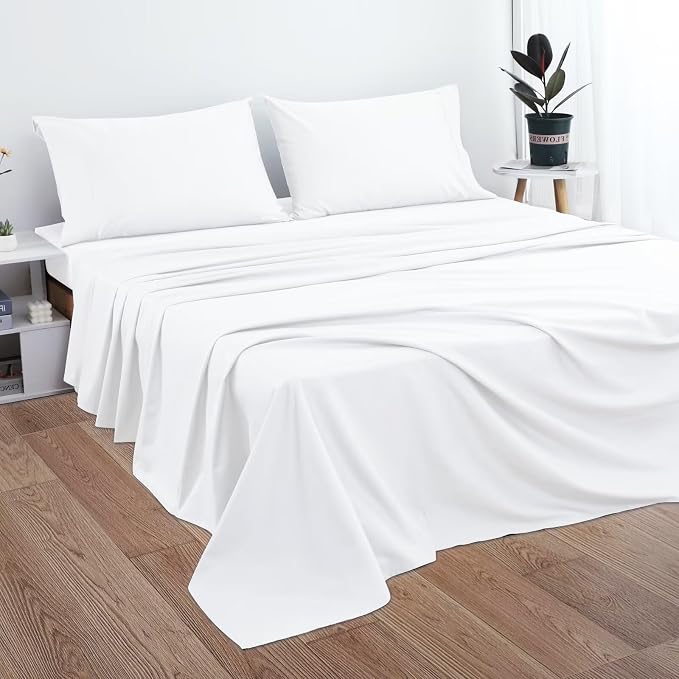 2-Pack Cotton Queen Flat Sheet Only, 600 Thread Count 100% Egyptian Cotton Top - Image 5