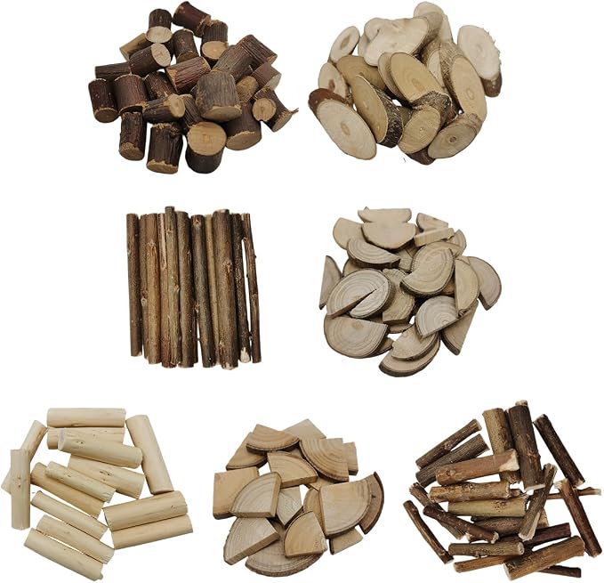 Natural Wood DIY Craft Kit 11 Types of Unfinished Wood Logs, Loose Wood Sticks - Image 3