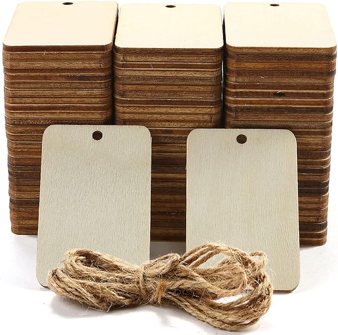 115 Pcs Unfinished Wood Pieces Rectangle-Shaped, HOOMBOOM 2 x 1.3 inch Light - Image 2