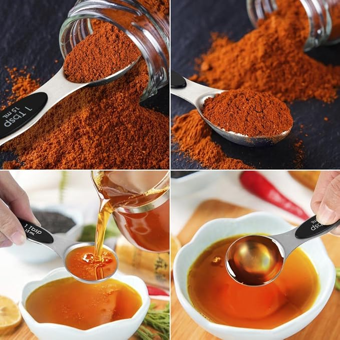 16 Pieces Measuring Cups and Magnetic Measuring Spoons Set Stainless Steel - Image 4